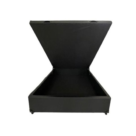 Cama Box Baú Viúvao Sintético Preto Com 128cm de Largura