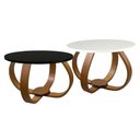 Ver imagem 1 de Conjunto Mesa de Centro e Lateral Pés Cebola Branco e Preto