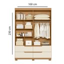 Ver imagem 4 de Guarda Roupa Doble Solteiro Carvalho Grife/Off White - Albatroz