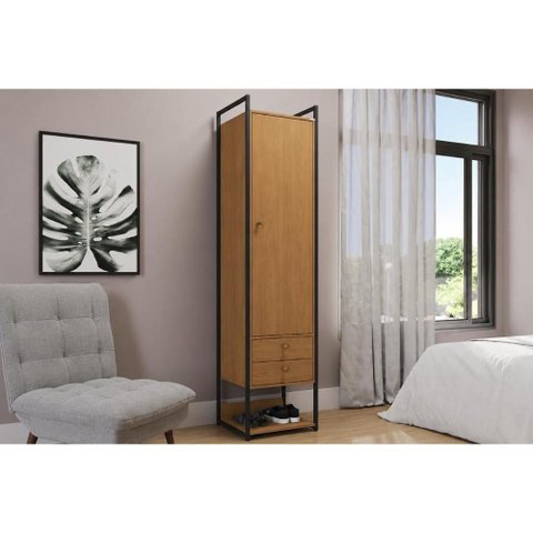 Armário Multiuso Solteiro 1 Porta LI051 Preto Kappesberg