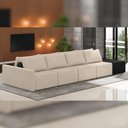 Ver imagem 6 de Sofá Ilha Modular para Sala 392cm com Puff Dublin K01 Linho Bege e Sintético Preto - Lyam Decor