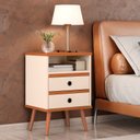 Ver imagem 2 de Kit 2 Mesas de Cabeceira Pés Palito Alan Cor Off White / Freijó