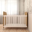 Ver imagem 6 de Berço Americano Sueño com Rodízios 100% Mdf Branco Brilho/amêndoa - Panorama Móveis