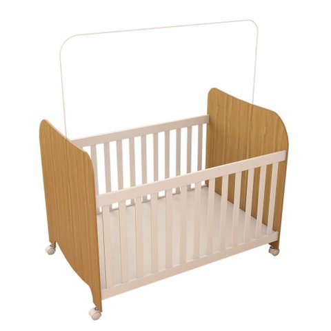 Berço Americano Sueño com Rodízios 100% Mdf Branco Brilho/amêndoa - Panorama Móveis