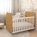 Ver imagem 2 de Berço Americano Sueño com Rodízios 100% Mdf Branco Brilho/amêndoa - Panorama Móveis
