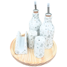 Kit Galheteiro Porcelana Branca Decorada Arabescos:6 Peças - 1