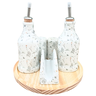 Kit Galheteiro Porcelana Branca Decorada Arabescos:6 Peças - 4