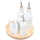 Ver imagem 3 de Kit Galheteiro Porcelana Branca Decorada Arabescos:6 Peças
