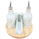 Ver imagem 2 de Kit Galheteiro Porcelana Branca Decorada Arabescos:6 Peças