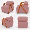 Ver imagem 6 de Kit Poltrona Decorativa Chloe com Puff Dalilla para Sala Moderna Confortável Bouclé Rose Premium