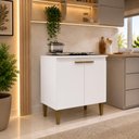 Ver imagem 2 de Balcão Cozinha Cooktop Iara 2 Portas Branco Multiuso