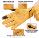 Ver imagem 3 de Luva de Couro Dedo Inteiro para Motociclista Amarela Touch Screen