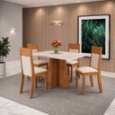 Ver imagem 1 de Conjunto Sala de Jantar 4 Lugares Retangular Tampo de MDP Vivere