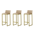 Ver imagem 1 de Kit 3 Banquetas Alta Dani Reforçada Decorativa Balcão Bancada Cozinha Bar Base Dourada Courino Bege