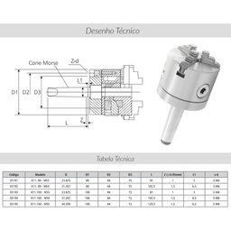 Placa para Torno com Haste Cm5 - 3 Castanhas Universal 100mm - 4
