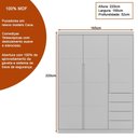 Ver imagem 3 de Conjunto Infantil Jade 3 Portas Giratórias 4 Gavetas MDF Cinza Sallar Home