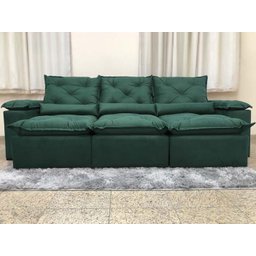 Sofá 4 e 5 Lugares 3,20m Retrátil e Reclinável Alpoim Estofados Athenas:verde - 5