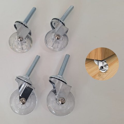 Rodízio de Silicone Pino Rosca 3/8 sem Trava 50mm Hardt 4 Unidades