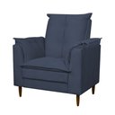 Ver imagem 3 de Poltrona Amamentação Pés Madeira Maciça Suede Herrero:Azul Marinho