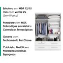 Ver imagem 4 de Guarda Roupa Solteiro 4 Portas com Espelho Mari 154x231 cm Branco Absoluto Zanz