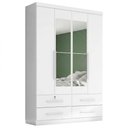 Ver imagem 1 de Guarda Roupa Solteiro 4 Portas com Espelho Mari 154x231 cm Branco Absoluto Zanz