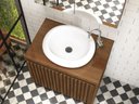 Ver imagem 3 de Balcão Gabinete Banheiro Ripado 60 Freijo C/ Cuba Branca