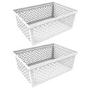 Ver imagem 1 de Kit 2 Cestos Organizador Crippa Grande Branco Retangular Escritório Closet Banheiro Lavanderia
