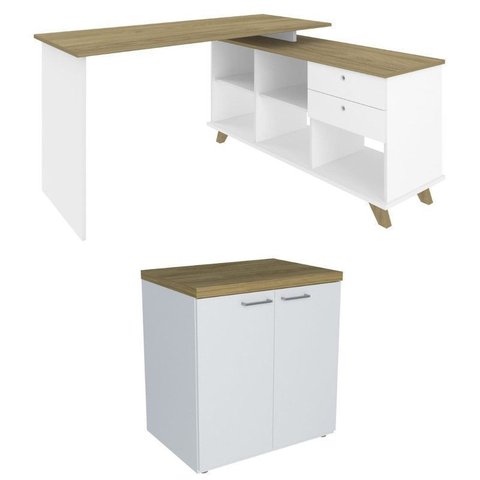 Conjunto Escritório Home: Escrivaninha 5946 + Balcão 6097