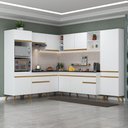 Ver imagem 1 de Armário de Cozinha Completa de Canto Veneza Multimóveis V2047 Branco/dourado