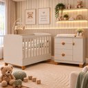 Ver imagem 1 de Quarto de Bebê Completo Apolo | Berço 2 em 1, Cômoda Sapateira 100% MDF