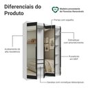 Ver imagem 4 de Guarda-Roupa Solteiro 4 Portas Batentes com Espelhos Branco/Preto/Preto Venus Madesa