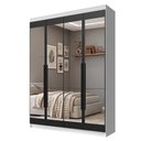 Ver imagem 2 de Guarda-Roupa Solteiro 4 Portas Batentes com Espelhos Branco/Preto/Preto Venus Madesa