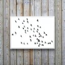 Ver imagem 1 de Quadro Decorativo Minimalista Pássaros Voando 45x34cm:madeira Branca