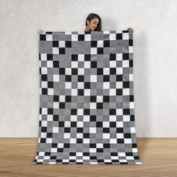 Tapete Jacquard Sala Quarto Látex 1,35 M X 2,00 M Pequeno Emborrachado Antiderrapante Pixel Preto - 2
