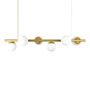 Ver imagem 1 de Lustre Pendente Figo Ouro - 6 Globos Esfera de Vidro Branco