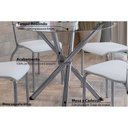 Ver imagem 5 de Conjunto: Mesa de Cozinha Volga c/ Tampo Vidro 95cm + 4 Cadeiras Portugal Cromada/Branco -