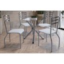 Ver imagem 7 de Conjunto: Mesa de Cozinha Volga c/ Tampo Vidro 95cm + 4 Cadeiras Portugal Cromada/Branco -
