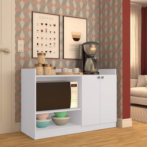 Balcão para Forno e Micro-Ondas 2 Portas Branco