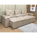 Ver imagem 4 de Sofá Retrátil e Reclinável 2,70m em Tecido Veludão C/pillow Nos Braços Athenas:bege/270cm