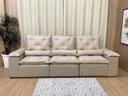 Ver imagem 1 de Sofá Retrátil e Reclinável 2,70m em Tecido Veludão C/pillow Nos Braços Athenas:bege/270cm
