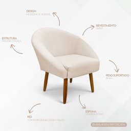 Kit 2 Poltronas Decorativa para Sala Recepção Manicure Consultório Stella Suede - 3