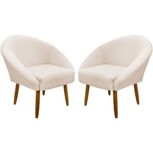 Kit 2 Poltronas Decorativa para Sala Recepção Manicure Consultório Stella Suede
