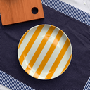 Ver imagem 2 de Prato Sobremesa de Porcelana Listras Mostarda - Casa Toco
