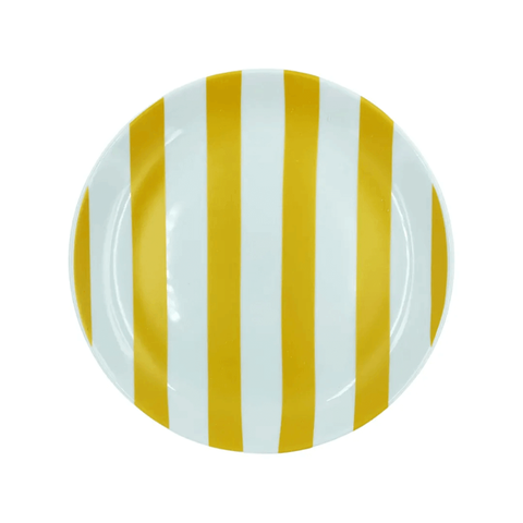 Prato Sobremesa de Porcelana Listras Mostarda - Casa Toco