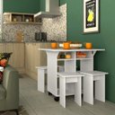 Ver imagem 2 de Mesa de Jantar 4 Lugares Quadrado Tampo Dobrável MDP Branco