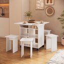 Ver imagem 2 de Mesa de Jantar 4 Lugares Quadrado Tampo Dobrável MDP Branco