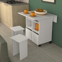 Ver imagem 1 de Mesa de Jantar 4 Lugares Quadrado Tampo Dobrável MDP Branco