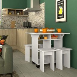 Mesa de Jantar 4 Lugares Quadrado Tampo Dobrável MDP Branco - 4 Mesa de Jantar 4 Lugares Quadrado Tampo Dobrável MDP Branco - 4
