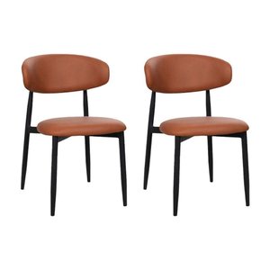 Kit 2 Cadeiras de Jantar Lucy Estrutura Aço Carbono Laminado Preto com Estofado Poliuretano