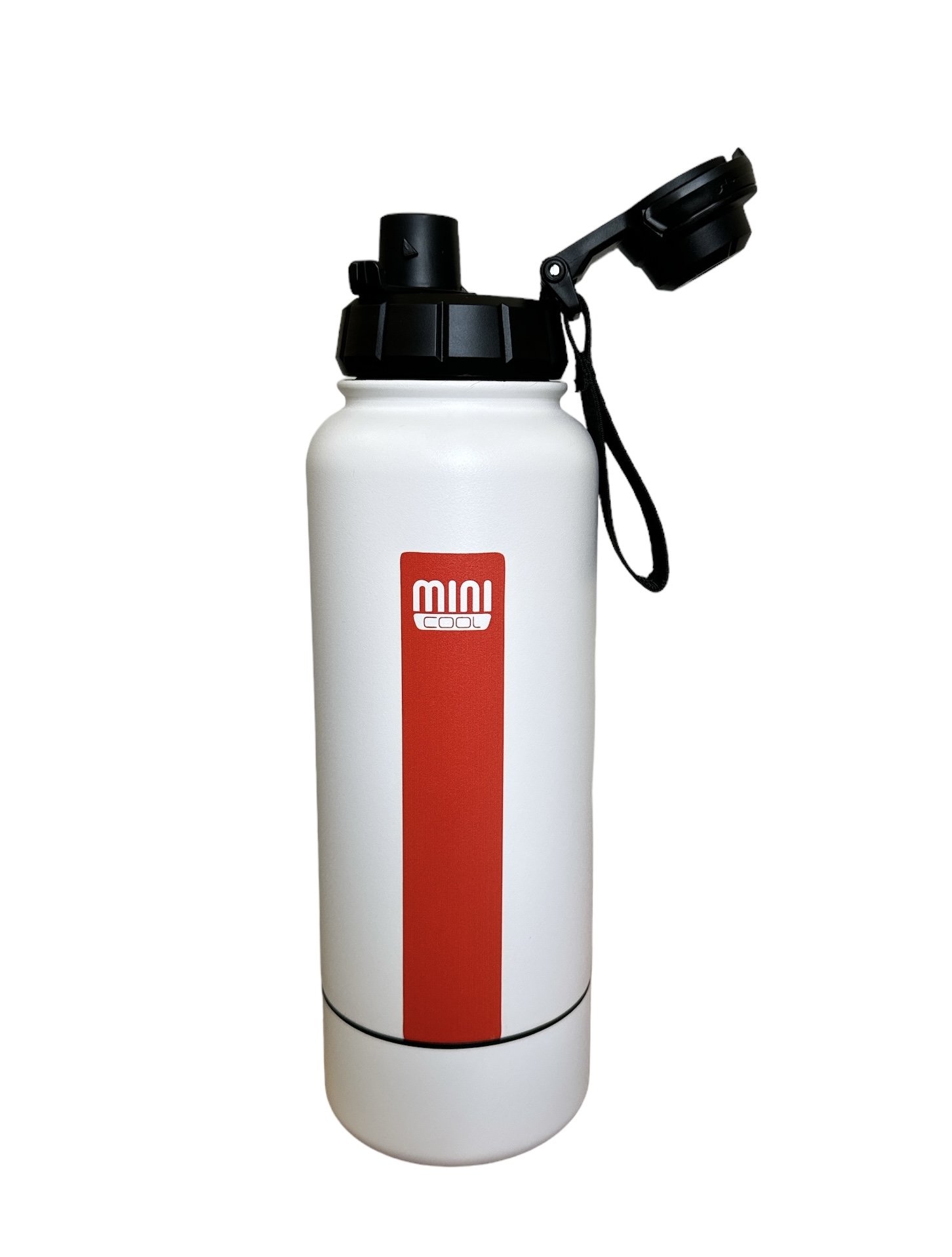 Garrafa Térmica Aço Inox 1 Litro Plus Branca com Listra - Minicool - 4